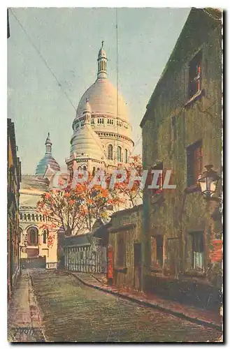 Cartes postales Paris Montmartre La Basilique vue de la Rue du Chevalier de la Barre