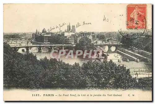 Cartes postales Paris Le Pont Neuf la Cite et le jardin du Vert Galant