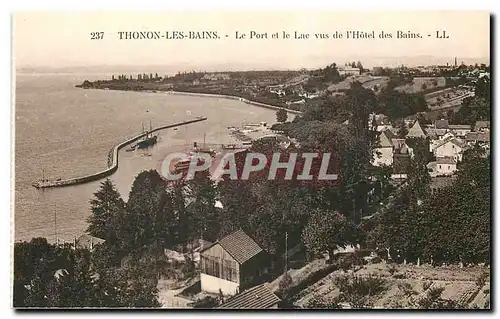 Cartes postales Thonon les Bains Le Port et le Lac vus de l'Hotel des Bains