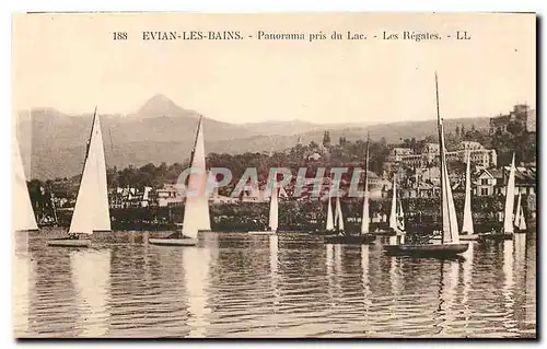 Cartes postales Evian les Bains Panorama pris du Lac Les Regates Bateaux