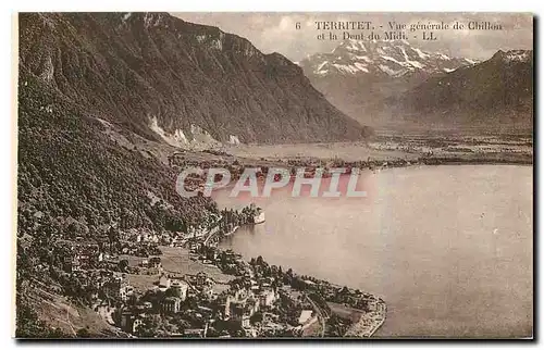 Cartes postales Territet Vue generale de Chillon et la Dent du Midi