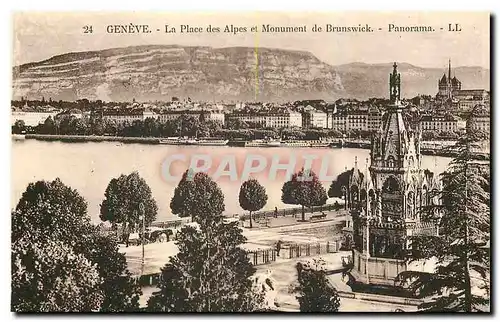 Ansichtskarte AK Geneve La Place des Alpes et Monument d Brunswick Panorama