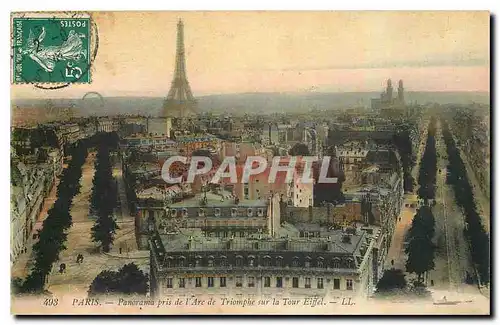 Cartes postales Paris Panorama pris de l'Arc de Triomphe sur la Tour Eiffel