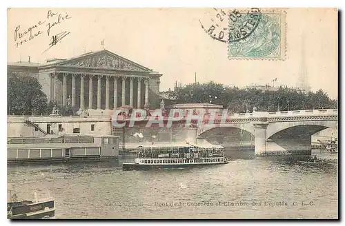 Cartes postales Port de la Concorde et Chamore des Deputes Tour Eiffel