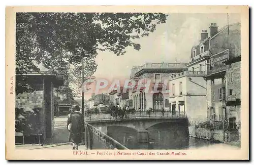 Cartes postales Epinal Pont de Nations et Canal des Grands Moulins