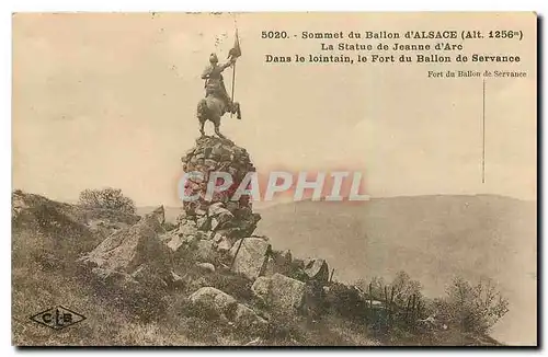 Ansichtskarte AK Sommet du Ballon d'Alsace La Statue de Jeanne d'Arc Dans le lointain le Fort du Ballon de Servan