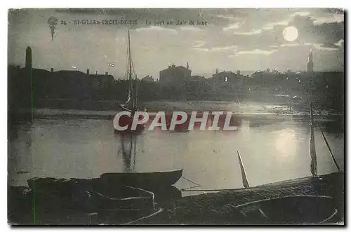 Cartes postales St Gilles croix de Vie Le Port clair de lune Bateau