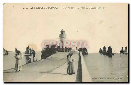 Cartes postales Les Sables d'Olonne sur la Fetee en face de l'Ocean immense Phare