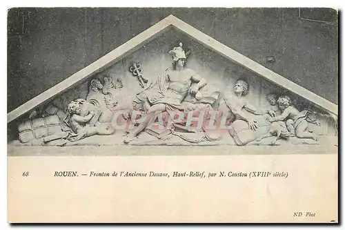 Cartes postales Rouen Fronton de l'Ancienne Douane Haut Relief Coustou