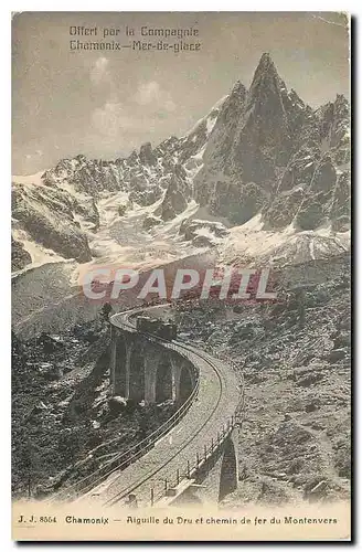 Cartes postales Chamonix Aiguille du Dru et chemin fer du Montenvers