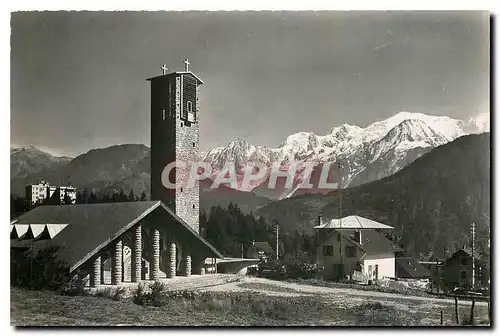 Cartes postales moderne Plateau d'Assy Vue sur la Chaine du Mont Blanc l'Eglise et le Sanatorium de Sancellemoz