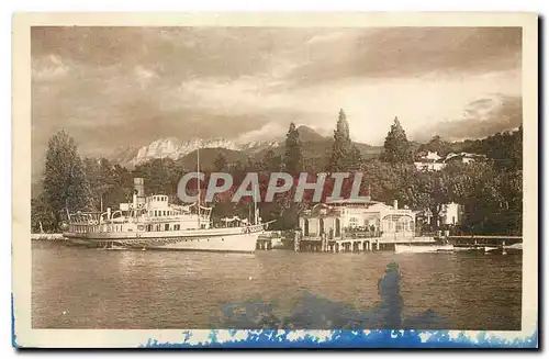 Cartes postales Evian les Bains Debarcadere et la dent d'Oche Bateau