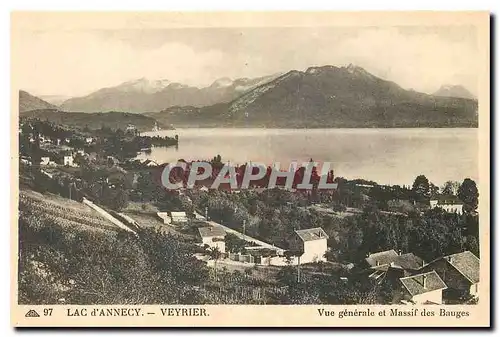 Cartes postales Lac d'Annecy Veyrier Vue generle et Massif des Bauges