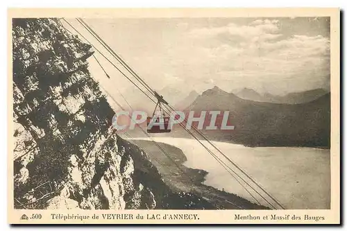 Cartes postales Telepherique de Veyrier du Lac d'Annecy Menthon et Massif les Bauges