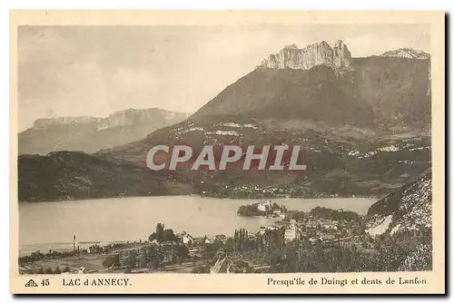 Cartes postales Lac d'Annecy Pesqu'ile de Duingt et dents de Lanfon