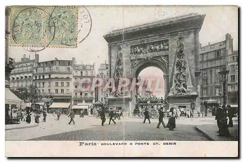 Cartes postales Paris Boulevard et porte St Denis