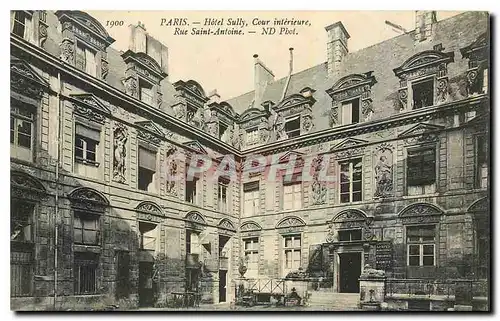 Cartes postales Paris Hotel Sully Cour interiure