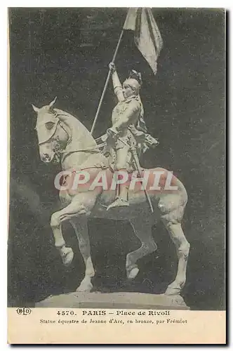 Cartes postales Paris Place de Rivoli Statue equestre de Jeanne d'Arc en bronze par Fremiet