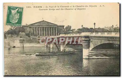 Cartes postales Paris Le Pont de la Concorde et la Chambre des Deputes Bateau