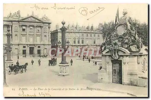 Ansichtskarte AK Paris La Place de la Concorde et la Statue de Strasbourg