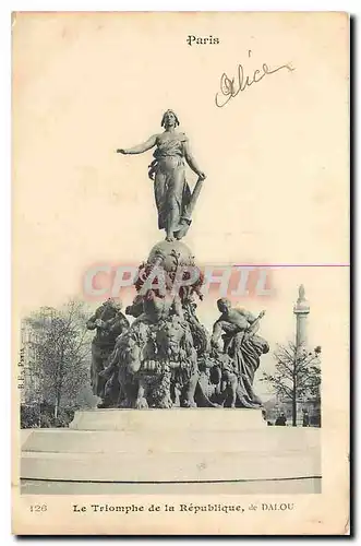 Cartes postales Paris Le triomphe de la Republique de Dalou Lion