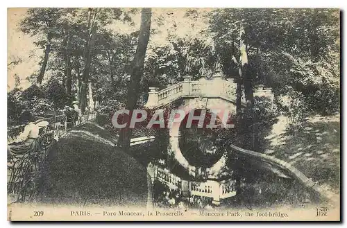 Cartes postales Paris Parc Monceau la Passerelle