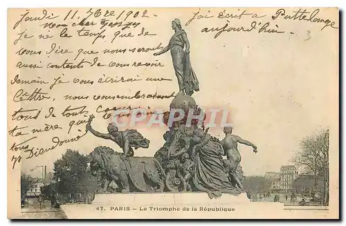 Ansichtskarte AK Paris Le Triomphe de la Republique Lion