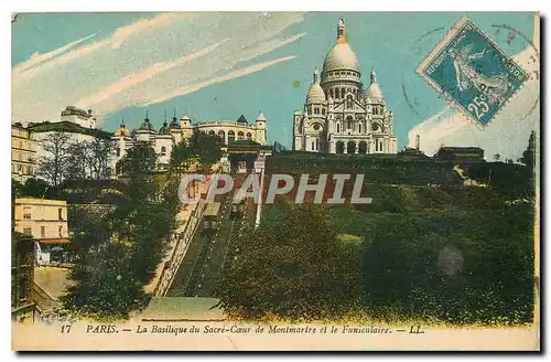 Cartes postales Paris La Basilique du Sacre Coeur de Montmartre et le Funiculaire