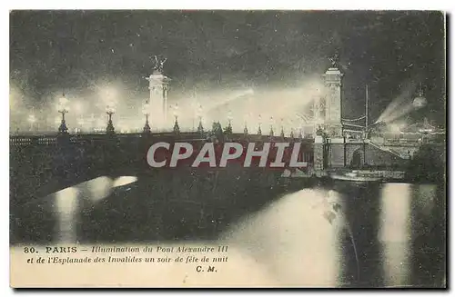 Ansichtskarte AK Paris Illumination du Pont Alexandre III et de l'Esplanade des Invalides un soir de fete de nuit