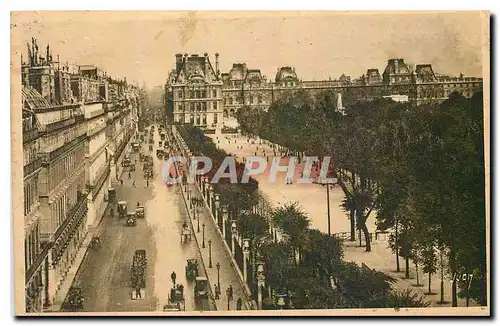 Cartes postales Paris en flanant Perspective sur la Rue de Rivoli les Tuileries et le Louvre