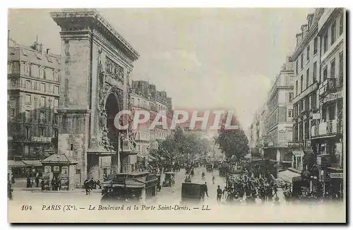 Cartes postales Paris Le Boulevard et la Porte Saint denis