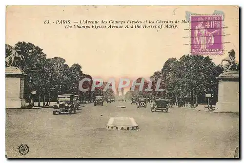 Cartes postales Paris L'Avenue des Champs Elysees et les Chavaux de Marly