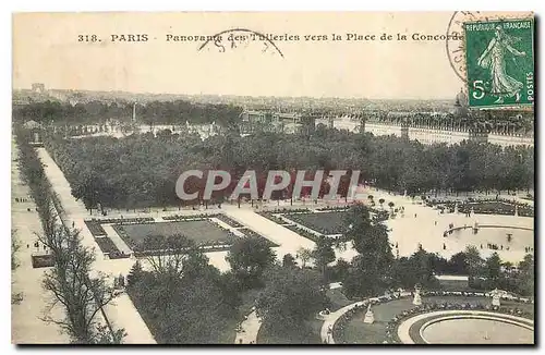 Cartes postales Paris Panorama des Tuileries vers la Place de la Concorde