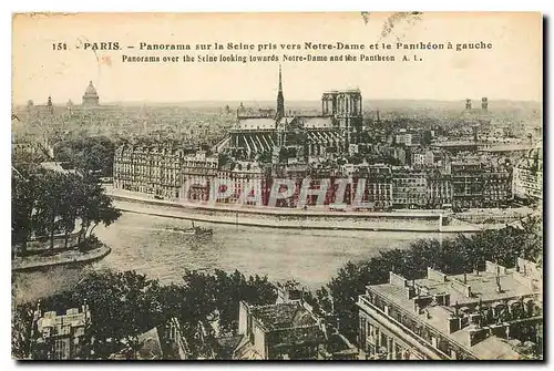 Cartes postales Paris Panorama sur la Seine pris vers Notre Dame et le Pantheon a gauche