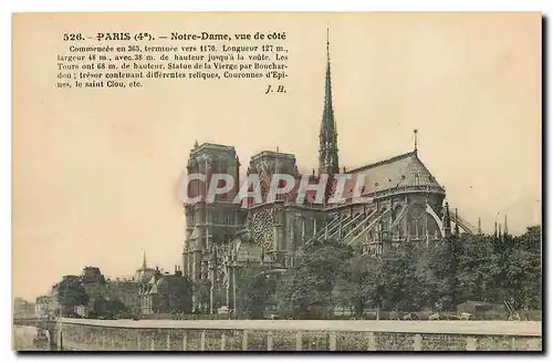 Cartes postales Paris Notre Dame vue de cote