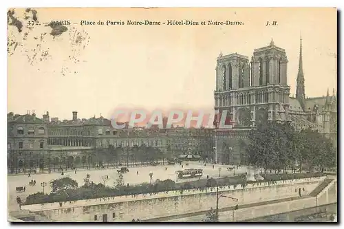 Ansichtskarte AK Paris Place du Parvis Notre Dame Hotel Dieu et Notre Dame