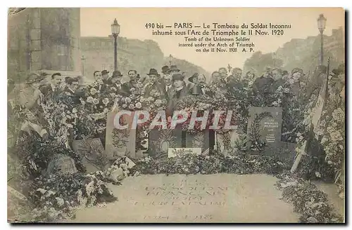 Cartes postales Paris Le Tombeau du Soldat Inconnu inhume sous l'Arc de Triomphe