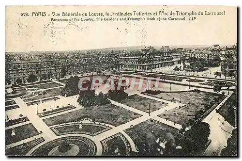 Ansichtskarte AK Paris Vue generale du Louvre le Jardin des Tuileries et L'Arc de Triomphe du Carrousel