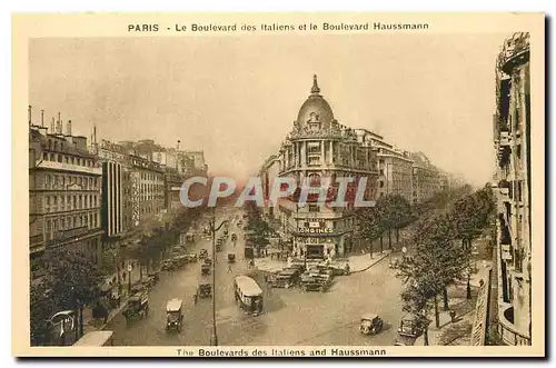 Cartes postales Paris Le Boulevard des Italiens et le Boulevard Haussmann Longines