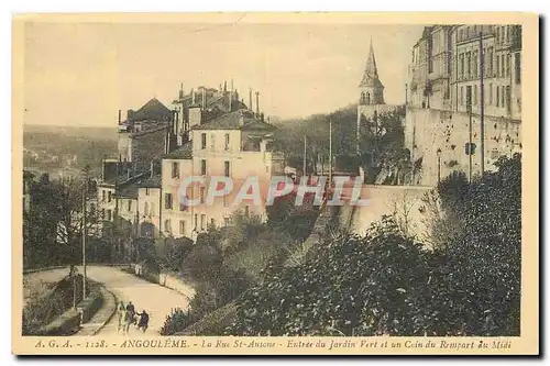 Cartes postales Angouleme La Rue St Ausone Entree du Jardin Vert et un Coin du Rempart du Midi