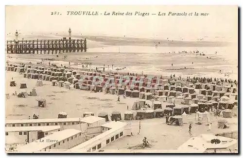 Cartes postales Trouville La Reine des Plages Les Parasols et la mer