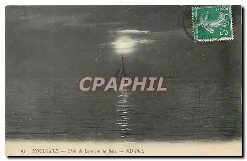 Cartes postales Houlgate Clair de Lune sur la Baie Bateau