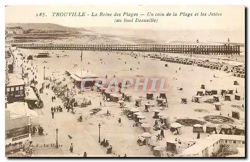 Cartes postales Trouville La Reine des Plages Un coin de la Plage et les Jetees