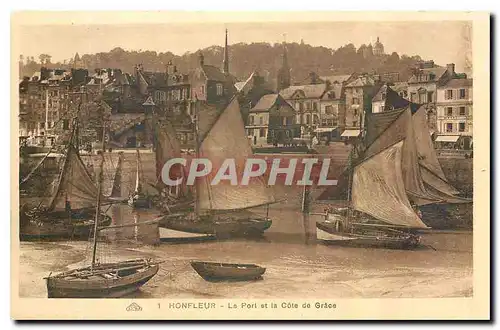 Ansichtskarte AK Honfleur Le Port et la Cote de Grace Bateaux de peche