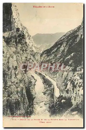 Ansichtskarte AK Vallee de l'Aude Defile de la Route et de la Riviere dans la Pierre Lys Vers Axat