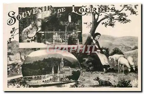 Cartes postales Souvenir de Lourdes Sainte Bernadette gardant les Moutons a Bartres