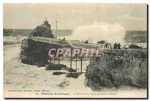 Cartes postales Biarritz Artistique Le Rocher de la Vierge pendant la tempere