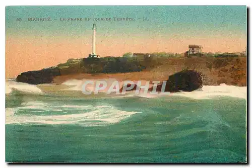 Ansichtskarte AK Biarritz Le Phare un Jour de Tempete