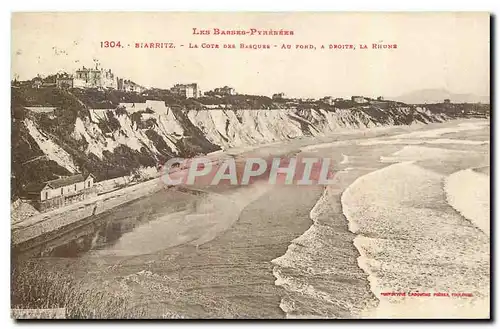 Ansichtskarte AK Biarritz La Cote des Basques Au fond a droite la Rhune