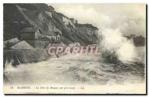 Cartes postales Biarritz La Cote des Basques par gros temps